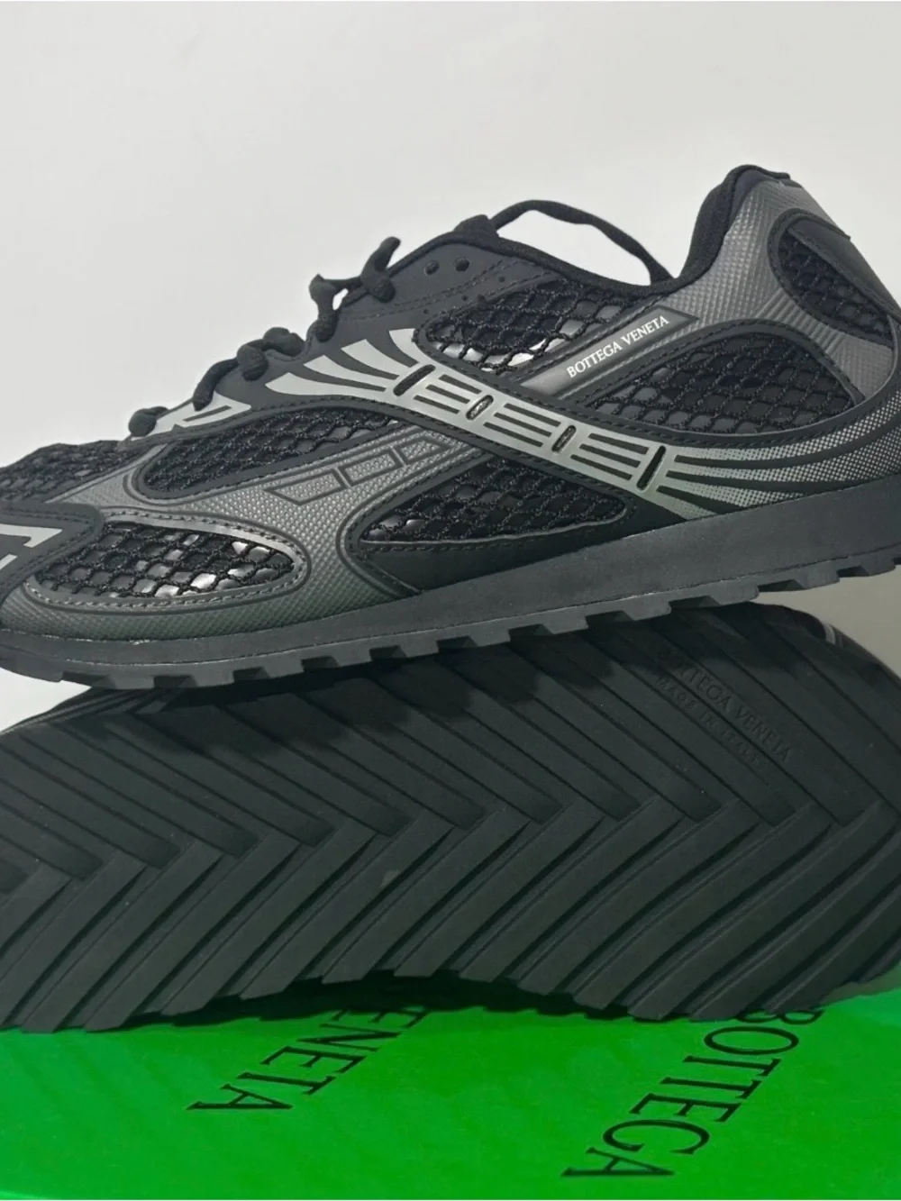 Bottega Veneta Men's Black and Dark Gray Swim Sneaker